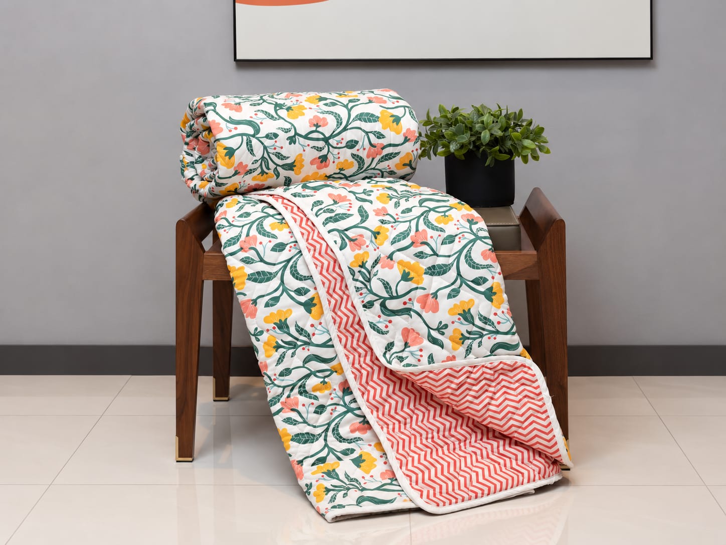 Floral Printed Reversible Quilt / Comforter